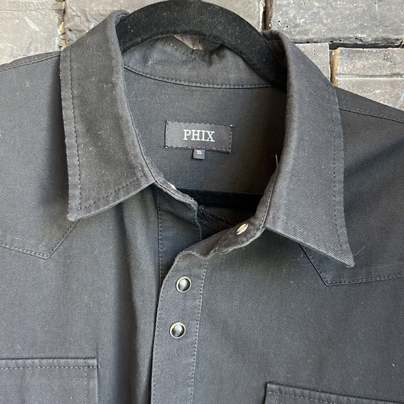 MENS WESTERN BUTTON DOWN SHIRT BLACK SIZE XL LIKE NEW - Picture 2 of 4